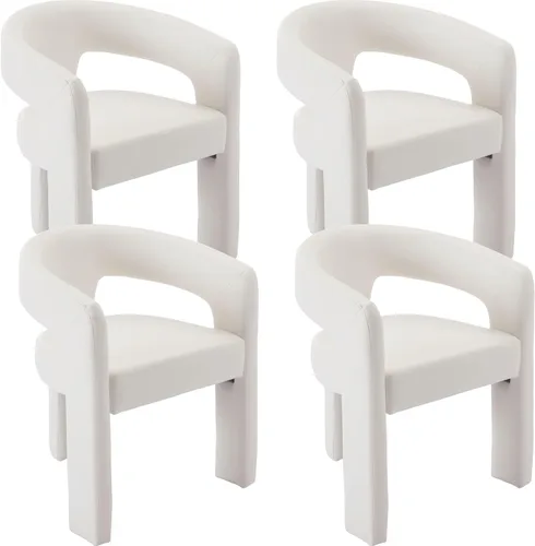 Miniatura 14 de BESTANO Sillas de comedor modernas tapizadas en terciopelo de vellón con respaldo abierto, lindas sillas laterales de barril, sillas de cocina