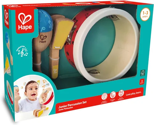 Miniatura 8 de Hape Juego de percusión junior Juego de instrumentos de percusión de madera de 3 piezas para niños pequeños, E0615