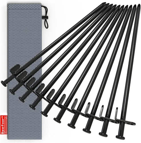 Estacas de tienda de campaña, estacas de campamento resistentes de acero forjado de 12 pulgadas, irrompibles e inflexibles, disponibles en Rocky
