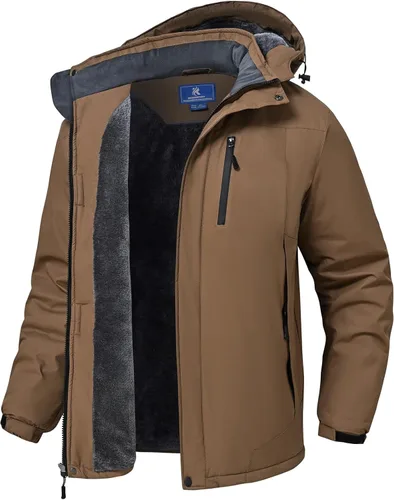 Miniatura 11 de SPOSULEI - Chaquetas de esquí para hombre con capucha, chaquetas de snowboard, impermeables, forro de vellón, abrigos con bolsillos múltiples