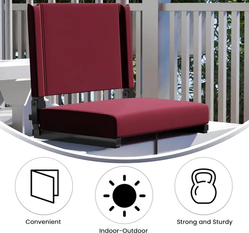 Miniatura 6 de Flash Furniture - asiento cómodo para usar en gradas de Flash - soporta 500 libras Silla de estadio ligera con asa y asiento ultra acolchado
