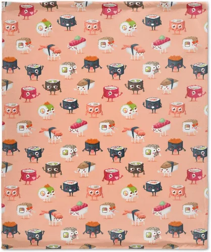 Manta de franela con patrón de sushi de comida para regalo, manta de franela ultra suave y acogedora, manta de forro polar cálida para sofá, cama,
