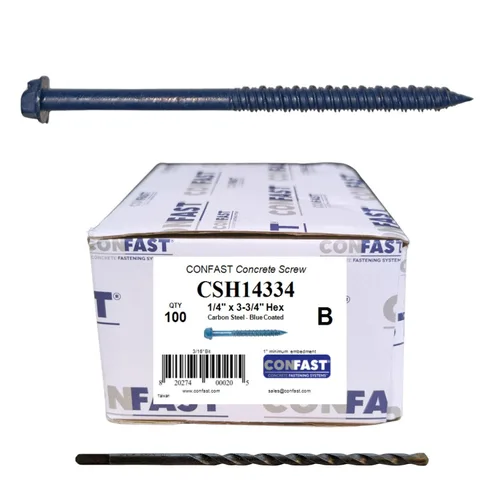 Miniatura 11 de CONFAST Anclaje de tornillo de hormigón con cabeza hexagonal de 3/16 x 4 pulgadas con broca para anclar a mampostería, bloque o ladrillo