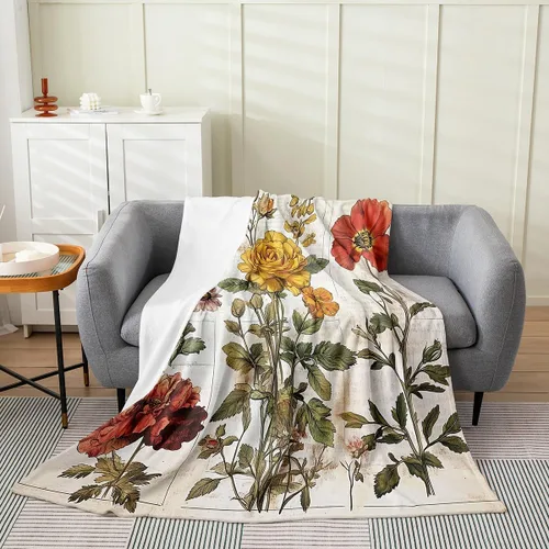 Miniatura 20 de Erosebridal Roses Throw Blanket 40x50 Inch Sofa Bed Couch Decor,Oil Painting Rose Fleece Blanket,Spring Natural Theme Flannel Blankets Luxury