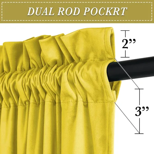 Miniatura 32 de RYB HOME Cortinas opacas de terciopelo para dormitorio, aislamiento térmico, privacidad, luz solar, bloqueo de calor, cortinas lujosas con bolsillo