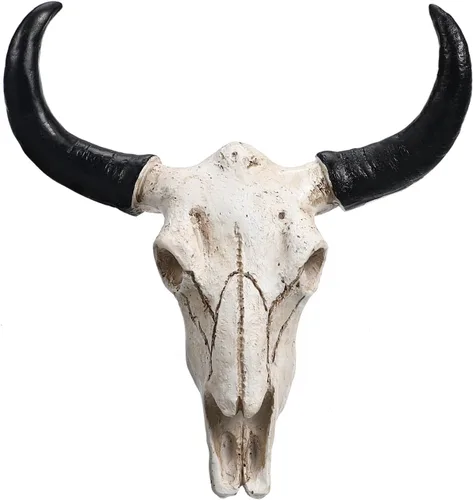 SEWACC Decoración de calavera para Halloween, diseño de calavera de vaca, resina, decoración de pared de animales, colgante colgante, manualidades,