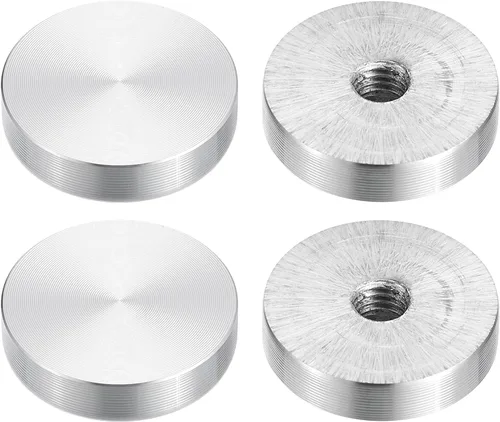 Miniatura 31 de uxcell M6 Rosca 0.787 in de diámetro de forma redonda de aluminio disco hardware 1pcs, aluminio círculo disco vidrio adaptador superior para mesa