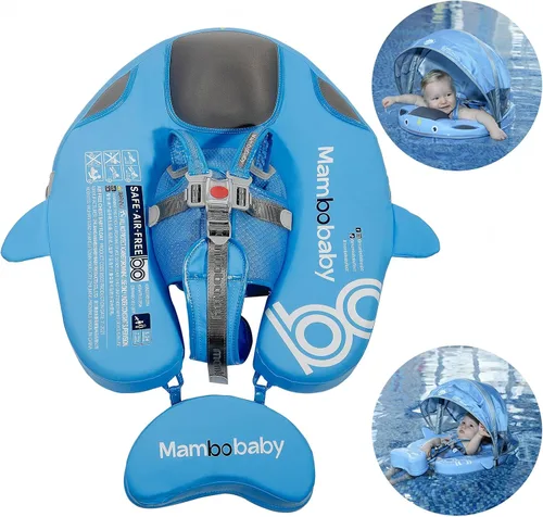 Miniatura 9 de Flotador de piscina para bebé con toldo ajustable 3D UPF50+, añade cola, flotador no inflable para piscina, flotadores de narval de dibujos animados
