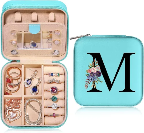 Parima Organizador de joyas de viaje para mujeres y niñas, mini estuche de joyería de viaje, organizador de anillos, organizador de collares,
