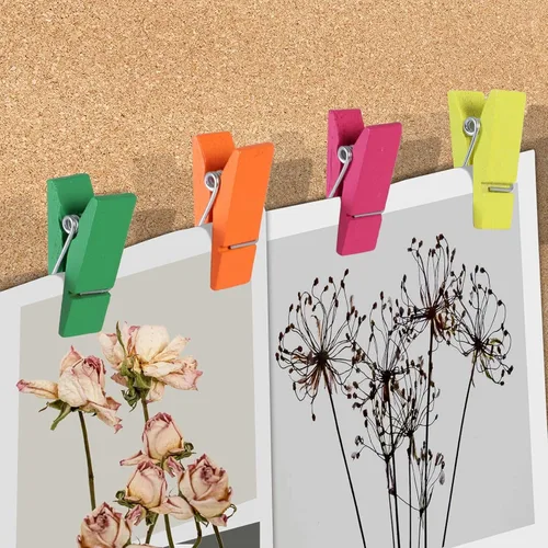 Miniatura 6 de 50 clips de empuje para pulgar, bonitos clips de madera coloridos para la ropa, para tablero de corcho, chinchetas para niños para tablón de Con