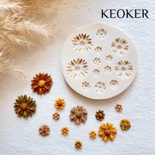 Miniatura 4 de KEOKER Moldes de arcilla polimérica para flores, 2 moldes para hacer joyas, cortadores de arcilla para decoración de aretes (flor mediana)