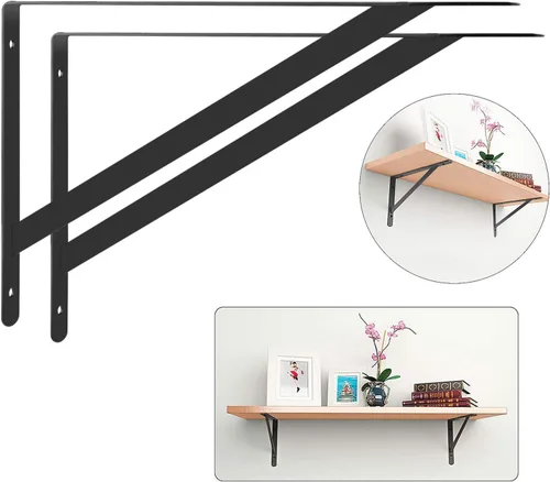 Miniatura 7 de STARVAST Paquete de 4 soportes de estante resistentes de 11.8 x 7.5 pulgadas, estantes flotantes negros triangulares, ángulo de 90 grados, soporte