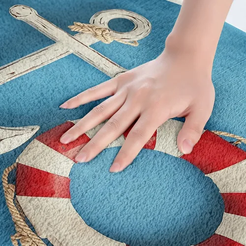 Miniatura 5 de Erosebridal Alfombras náuticas costeras de baño, tapete de baño con diseño náutico de ancla, tapete de baño antideslizante a rayas de 16 x 24