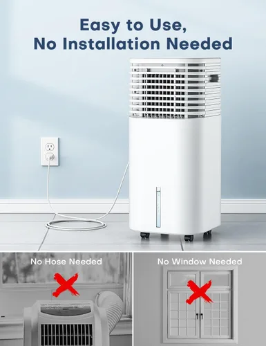 Miniatura 7 de Aire acondicionado portátil 4 en 1, enfriador de aire evaporativo con 4 modos y 3 velocidades, temporizador de 15 horas para apagado automático