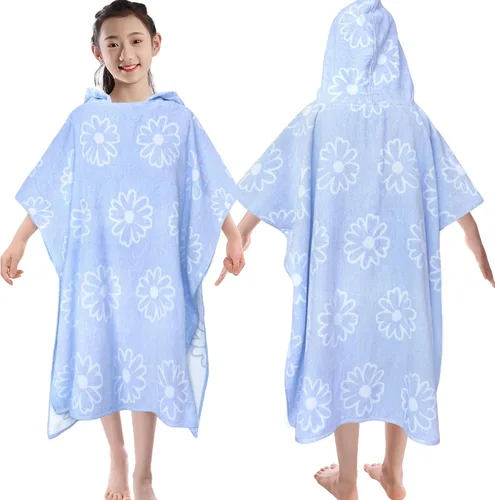 Miniatura 49 de Toallas de baño con capucha para niños (3-10 años), toallas de piscina gruesas de algodón turco suaves y absorbentes, con capucha para niños rosa