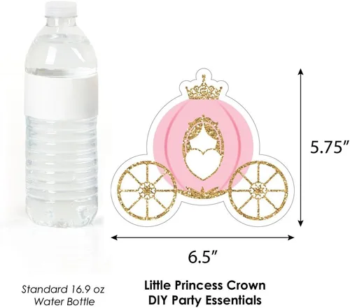 Miniatura 5 de Big Dot of Happiness Corona de princesita – Tiara y carruaje decoraciones DIY rosa y dorado princesa baby shower o fiesta de cumpleaños esenciales