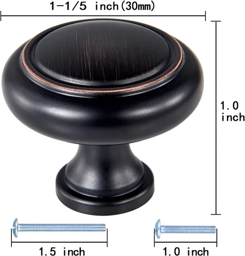 Miniatura 2 de Nobs redondos, paquete de 10 tiradores de cajón de 1.25 pulgadas (1.260 in), pomos de gabinete elegantes para oficina, muebles del hogar, pomos