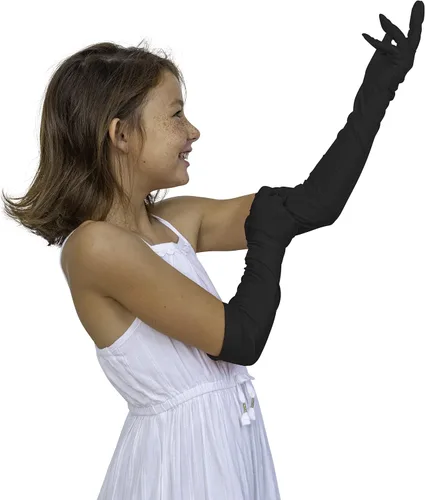 Miniatura 3 de Skeleteen Guantes de ópera de satén negro, guantes de codo flapper de los años 20, 1 par, Negro