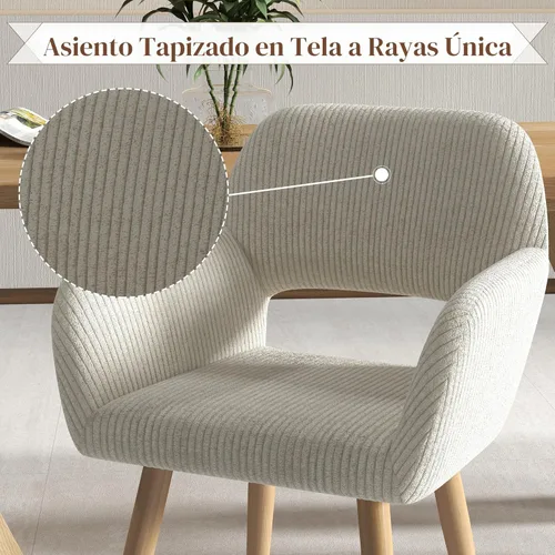 Miniatura 5 de Juego de 1 silla de escritorio para oficina en casa, silla de tocador de tela de pana para maquillaje con respaldo hueco, cómodo sillón con marco