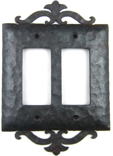 Miniatura 2 de Cubierta de placa de interruptor de doble Decora de hierro forjado con desplazamiento español EPH25 (bronce)