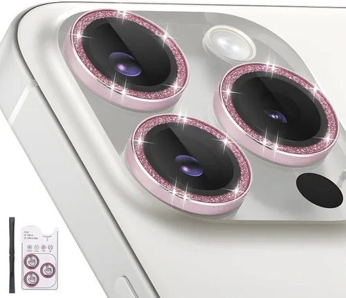 Miniatura 20 de Protector de lente de cámara para iPhone 16 Pro/iPhone 16 Pro Max, protector de lente de anillo de cámara de vidrio templado individual con bandeja
