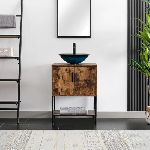 Miniatura 37 de eclife Combo de Tocador de Baño de 36" con Lavabo, Gabinete Moderno de Soporte de Metal con Estante Inferior y Gabinete Lateral de Almacenamiento
