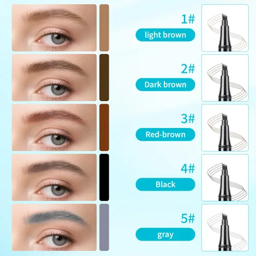 Miniatura 4 de Lápiz de cejas con microcuchilla de 4 puntas para maquillaje natural de cejas, bolígrafo de microblading impermeable y a prueba de manchas