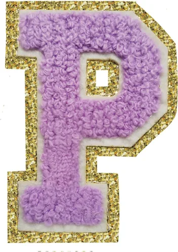 Miniatura 57 de SPRT - Parches de letras de chenilla universitaria con purpurina, parche de letras blancas para planchar con letras del alfabeto para disfraz