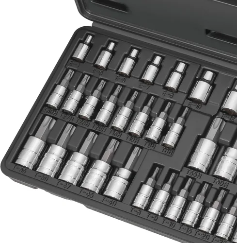 Miniatura 5 de CARBYNE Juego de dados Torx de 36 piezas y dados E-Torx, T8 a T60, Torx de seguridad resistente a manipulaciones TT8 a TT55, E4 externo a E18