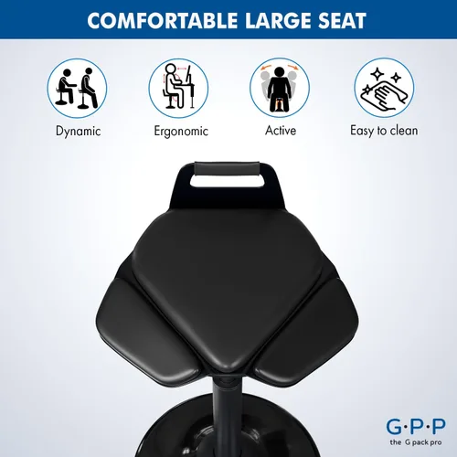 Miniatura 6 de Taburete de escritorio de pie – Silla ergonómica giratoria de 360° con altura ajustable (19.6–29.8 pulgadas) para sentarse o inclinarse cómodamente