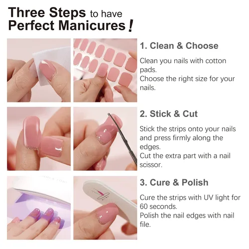 Miniatura 7 de DANNI & TONI Tiras de uñas de gel semicuradas, color rosa champán, ojos de gato, 28 calcomanías de regalo para mujer Aqua Ripple