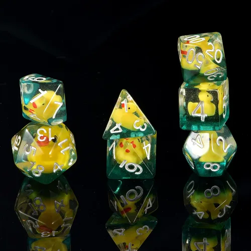 Miniatura 4 de Dados de pato poliédricos y RPG dados DND con pato dentro poliédrico rollo juego juego D20 dados 7 piezas