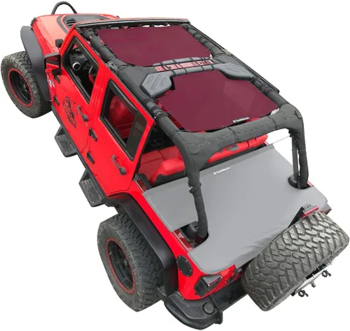 Miniatura 10 de Shadeidea JK - Parasol superior compatible con Jeep Wrangler JKU, cubierta de techo de malla suave (2007-2018) - Bloqueador de ruido de viento UV