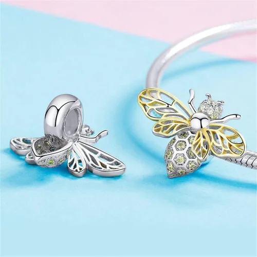 Miniatura 2 de BISAER Abalorio de plata de ley 925 con cuentas de cristal azul Hamsa para pulsera Pandora
