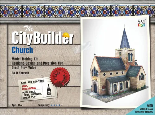 Miniatura 2 de The CityBuilder Kit de fabricación de modelos de cartón para iglesia - Edificio de ferrocarril modelo a escala O