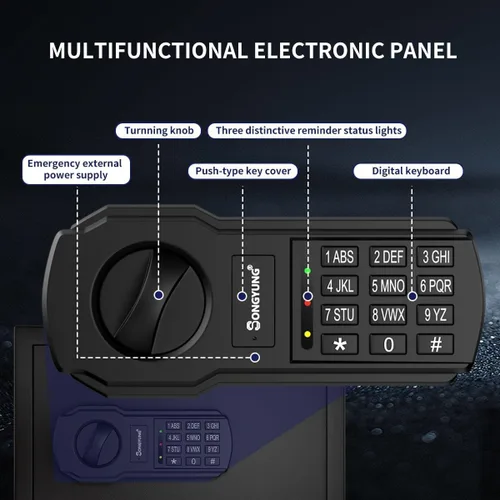 Miniatura 2 de Caja fuerte de pared para armario de 25 llaves con luz de sensor y fuente de alimentación externa de emergencia, caja fuerte para llave electrónica