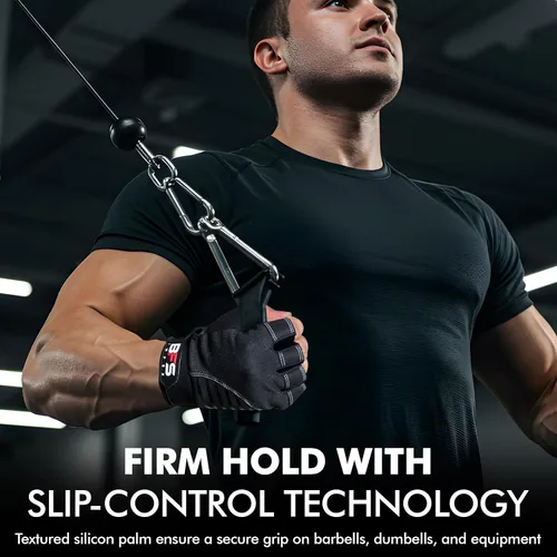 Miniatura 3 de Guantes de gimnasio para levantamiento de pesas, guantes de entrenamiento con protección completa de la palma, guantes de fitness transpirables