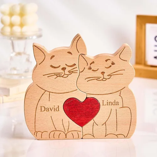 Miniatura 23 de Rompecabezas de oso de madera personalizado con apellidos de 1 a 8 familiares, escultura personalizada con nombre de familia, ideal para Navidad