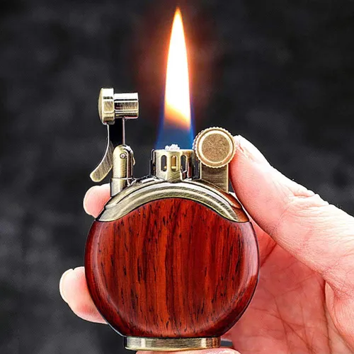 Encendedor de trinchera antiguo vintage, encendedor de sándalo para fumar, reutilizable, resistente al viento, encendedor de queroseno para hombres