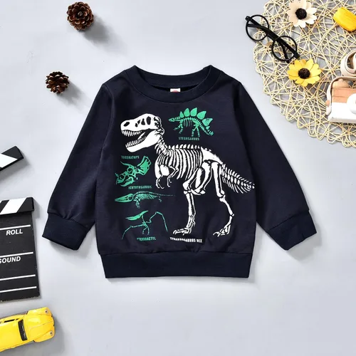 Miniatura 6 de HIHA Conjunto de sudadera de dinosaurio para niño pequeño, sudadera de manga larga, pantalones, ropa de primavera