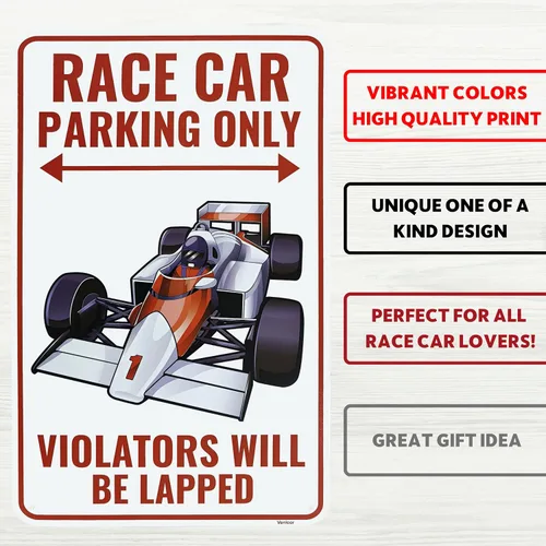 Miniatura 3 de Venicor Cartel de Fórmula 1 de coche de carreras – 9 x 14 pulgadas – Aluminio – Decoración de habitación de carreras F1 para niños, regalos