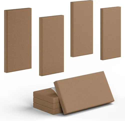 Miniatura 8 de Paquete de 4 paneles acústicos de núcleo de alta densidad con cubierta de tela, 24 x 12 x 2 pulgadas, paneles de pared autoadhesivos insonorizados