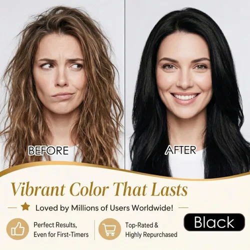 Miniatura 2 de Champú de tinte para el cabello 3 en 1, cobertura de canas durante 3 a 4 semanas, champú para colorear negro para todo tipo de cabello, fórmula