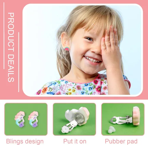 Miniatura 6 de Kids Clip On Earrings for Girls 2532 Pairs Hypoallergenic Clips Earrings for Girls Toy Earrings Princess Play Jewelry Party Favor