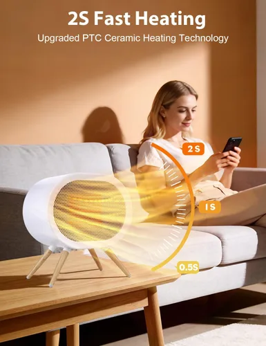 Miniatura 3 de Lindo calentador de espacio, calentadores de espacio portátiles para uso en interiores, calentador de escritorio eléctrico pequeño de 1000 W