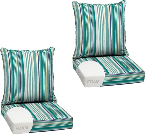 Miniatura 65 de Arden Outdoor Deep Seat Cushion Set, 24 x 24 pulgadas, Cojín para exteriores resistente al clima, a la lluvia y a la decoloración para silla, sofá