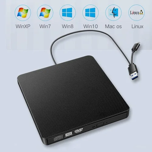 Miniatura 4 de YMY Unidad externa de CD y DVD para portátil, USB3.0 y USB-C 2 en 1, reproductor de DVD portátil, grabadora de CD, grabador para PC de escritorio