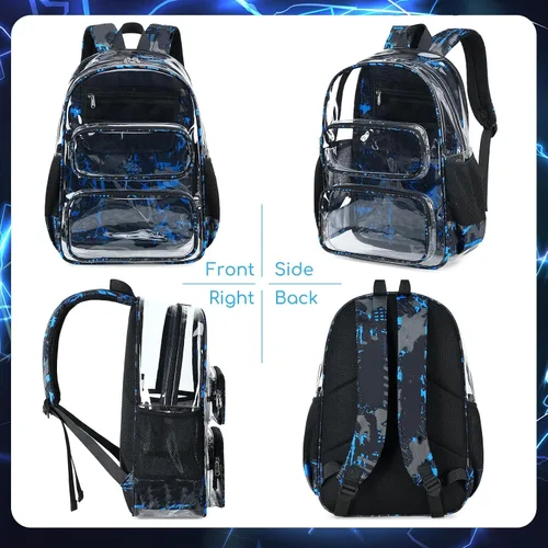 Miniatura 101 de CAMTOP Mochila transparente resistente y transparente para estudiantes, escuela, trabajo, festival, viajes, deportes, Beige, Mediana, Camtop Mochila