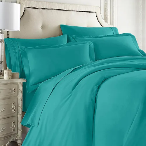 Miniatura 22 de Clara Clark Juego completo de ropa de cama de 5 piezas que incluye sábanas bajeras y planas, funda de edredón, fundas de almohada, individual, verde
