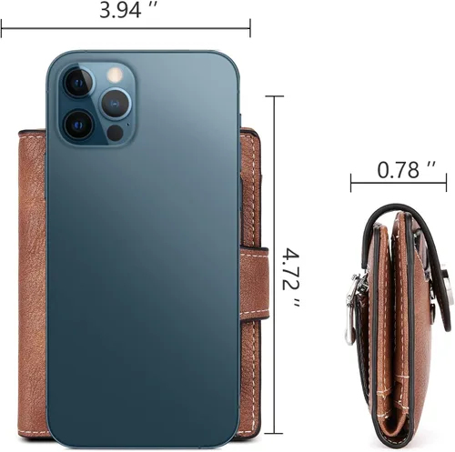 Miniatura 3 de BROMEN Billeteras pequeñas para mujer, con bloqueo RFID, de cuero, plegable, con cremallera, bolsillo para monedas, tarjetero con ventanas